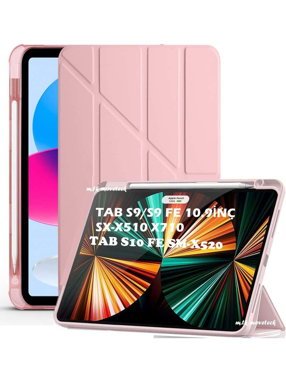 Samsung Galaxy Tab S9 Fe/S10 Fe /S10 Lite 10.9 Kılıf Kalem Bölmeli Trifolding Yatay Dikey Standlı Case SM-X510 SM-X520 görseli